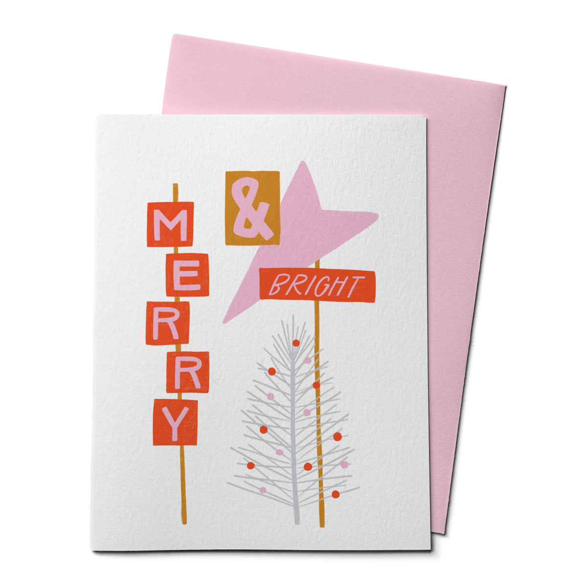 Merry And Bright Retro Christmas Card