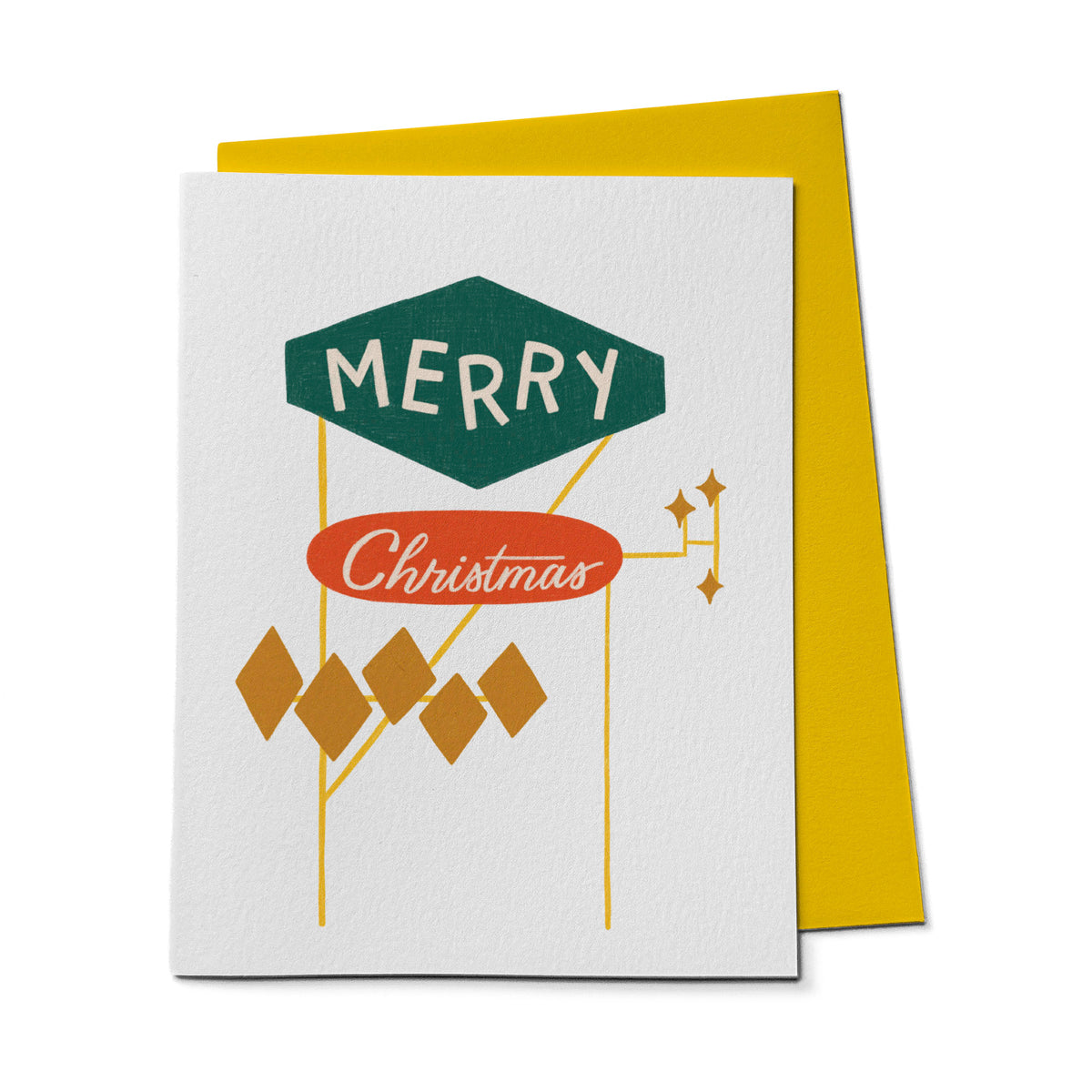 Merry Christmas Script Retro Card